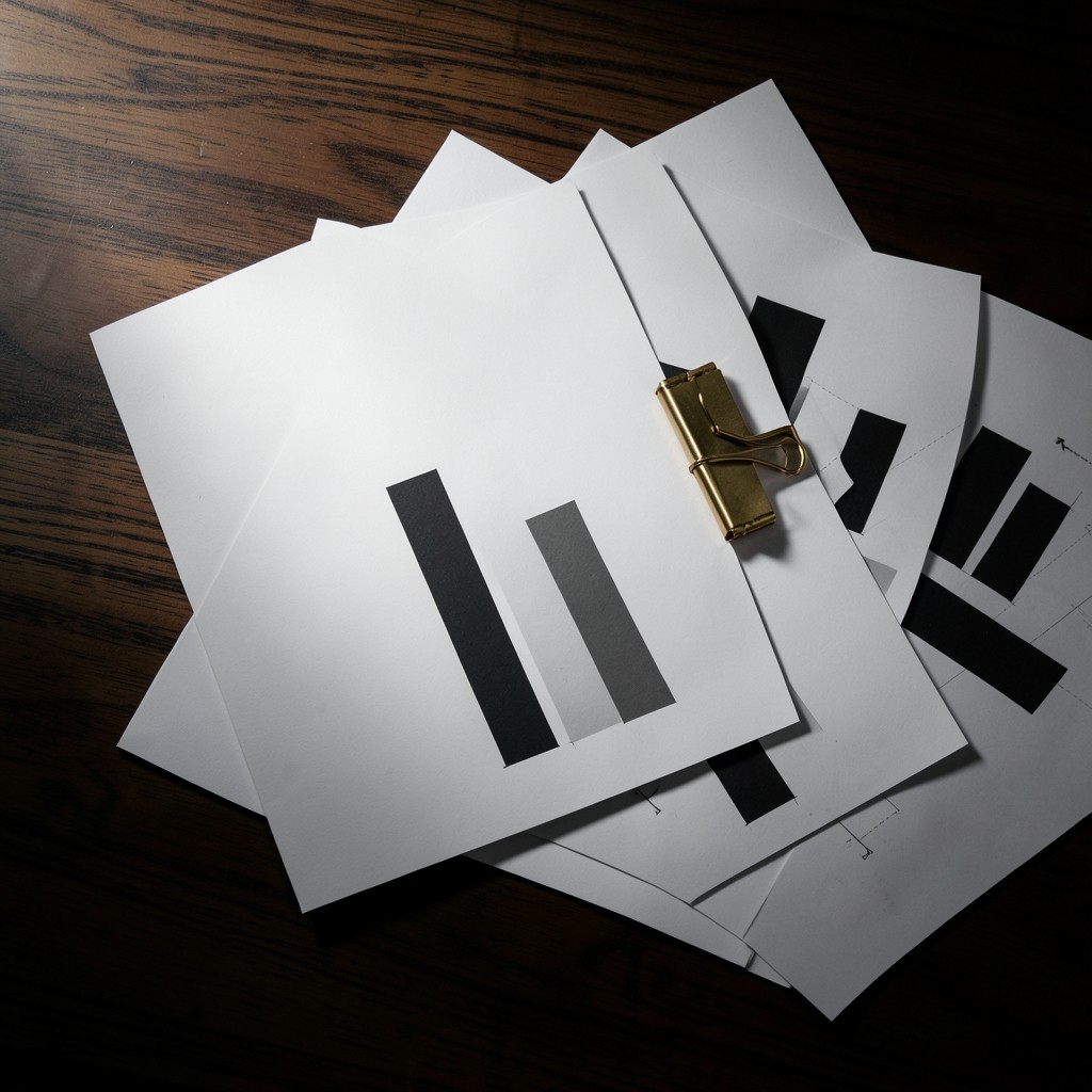 Printed franchise performance charts arranged on a dark wood desk